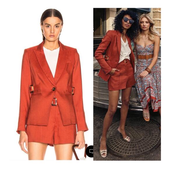 Veronica Beard Jacket Baltazar Dickey Clay Autumn Blazer Linen Blend Office 10 - Picture 1 of 10